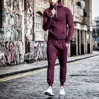 Conjunto Deportivo de Invierno para Hombre, Chándal Informal de Cremallera Completa, para Correr, Trotar, Atlético, Color Sólido, 100% Algodón