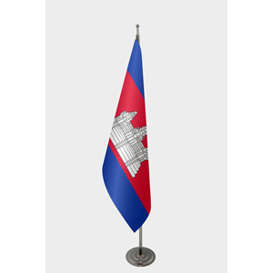 Drapeau officiel du Cambodge 3x5 pieds, style fanion, impression numérique, divers matériaux (nylon, vinyle, soie, aluminium), pour l'industrie automobile et l'assurance - Product Image 1