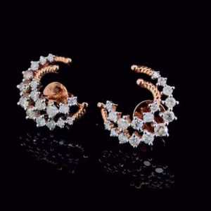 Boucles d'oreilles en or rose de haute qualité avec diamants naturels SI3 I1 design élégant prix d'usine direct pour fiançailles ou cadeau - Product Image 1