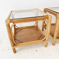 Table console d'angle en rotin naturel tressé réglable de style Mid-Century, bibliothèque, pour salle à manger, extérieur, salon, décoration de luxe pour la maison