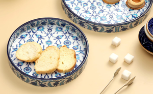 Designer indien Floral rond imprimé émail plateau de service vaisselle fête de mariage désert plateau de service plateaux en bois de luxe - Product Image 6