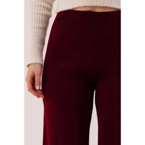 Pantalones de punto de cintura alta y pierna ancha al por mayor, color burdeos, transpirables - Product Image 3