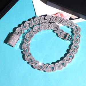 Cadena Cubana con Incrustaciones de Diamantes Moissanite Incoloros con Corte Baguette en Plata 925, Joyería Hip Hop para Fiesta a Bajo Precio - Product Image 3