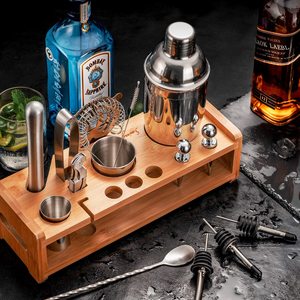 Juego de cocteleras de 750ml, Kit de herramientas de Metal para Bar con soporte de bambú, accesorios para equipos de Bar en embalaje en caja - Product Image 4