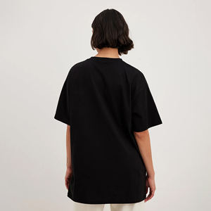 T-shirt femme surdimensionné à épaules tombantes 100% coton coupe ample décontracté haut de rue Logo personnalisé t-shirt à la mode uni - Product Image 2