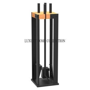High-performance black iron <b>fire</b> pit tools set with <b>poker</b> and tongs featuring reinforced joints for heavy-duty <b>fire</b> handling - Product Image 6