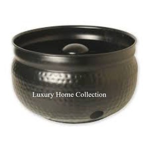 Olla para manguera de Metal de diseño moderno, superventas, macetas de almacenamiento para el hogar con forma martillada recubierta de polvo negro - Product Image 1