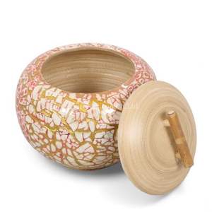 Pot de rangement multifonctionnel décoratif bohème en laque fait main pour la maison, la cuisine, la table et la salle de bain, Vietnam - Product Image 3