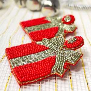 ต่างหูลูกปัดทำด้วยมือหรูหราเครื่องประดับที่มีสไตล์ชุบทองสำหรับงานเฉลิมฉลองวันคริสต์มาสปาร์ตี้ในโอกาสพิเศษบรรจุสีแดง - Product Image 2