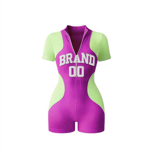 Ensemble shorty femme en poly-spandex haute élasticité 230 GSM, bleu avec empiècements contrastants blancs, logo sublimé, vêtements de sport personnalisés - Product Image 3