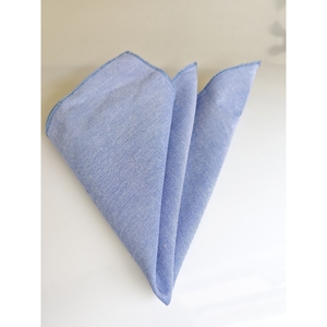 Sky Blue and <b>White</b> Plain 100% Cotton <b>Pocket</b> <b>Square</b> - Product Image 2
