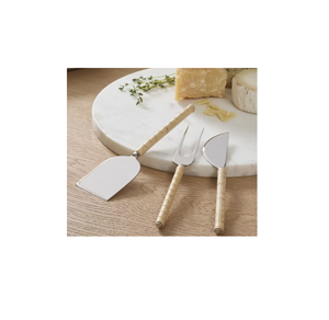 Nuevo excelente juego de queso de acero inoxidable de ratán, juego de rebanador de queso pulido con espejo de plata, venta al por mayor de fábrica más vendida - Product Image 3