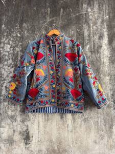 เสื้อแจ็คเก็ตปักลายซูซานีกำมะหยี่สำหรับผู้หญิง – เสื้อคลุมลายดอกไม้สไตล์วินเทจแบบชาติพันธุ์ - Product Image 2