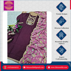 Diseño llamativo Rayón de viscosa pura de calidad superior con codificación de secuencia Trabajo de bordado Kurti & Dupatta Set de India - Product Image 2