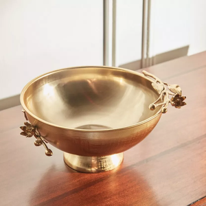 Bol de service alimentaire en acier inoxydable argent et or avec design floral écologique pour les fruits et les noix de vente d'usine de fête - Product Image 3