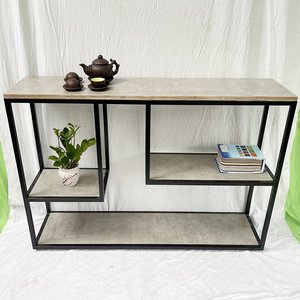 Modern Luxury Decorative Plywood <b>Console</b> <b>Table</b> Convertible Iron Frame Brass Accents Industrial Contemporary for Villas CSTC040 - Product Image 5