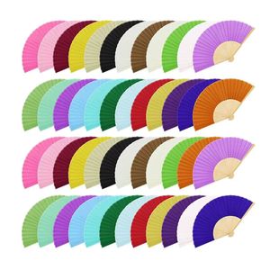 Hot Sale Woman Small Size Fan Custom Fabric Paper Fan Portable Eco-Friendly Bamboo Folding Fan for Summer Party