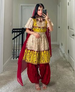 Salwar Kameez Afghane Traditionnelle Brodé à la Main pour Femme en Velours, Robe de Soirée de Mariage en Coton Taille Personnalisée, Vente de Soie - Product Image 3