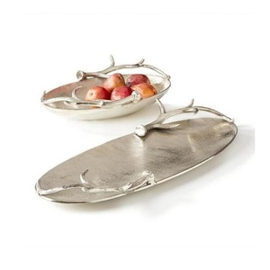 Plateau de service alimentaire en métal avec poignée en or pour la maison et la cuisine, décoration de Table, plateaux à vaisselle pour fournitures d'hôtel et de Restaurant, meilleure vente - Product Image 2