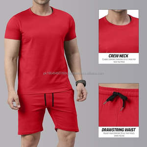 ชุดเสื้อผ้าลำลอง2ชิ้นสำหรับผู้ชายชุดเสื้อ2ชิ้นซิปหน้ามีซิปและกางเกงขาสั้นถักสำหรับใส่พักผ่อนช่วงฤดูร้อน - Product Image 4