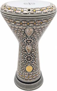 Gawharet El Fan 17.5" Tambor Egipcio Hecho a Mano con Incrustaciones de Madreperla y Medallón de Doble Estrella, Darbuka, Doumbek, Dumbek, Tabla - Product Image 2