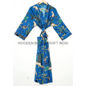 Robe de chambre élégante en coton vintage à fleurs pour femmes, robe de nuit sexy, peignoir, vêtements de nuit pour l'automne, l'été, les demoiselles d'honneur - Product Image 2