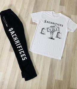 Ensemble 2 pièces T-shirt et Jogger Grande Taille en Tissu Sergé Vente en Gros Printemps Sportswear Ensemble Jumeau Homme Logo Personnalisé Imprimé Brodé Vintage - Product Image 2