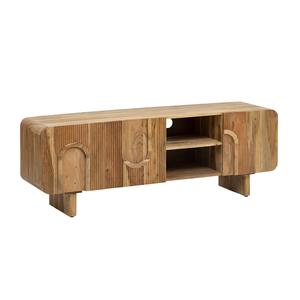 Soporte de TV de Madera de Mango Maciza de Primera Calidad, Diseño Tallado Único, Almacenamiento Práctico, Estilo Rústico para Dormitorio, Sala de Estar o Almacén - Product Image 2