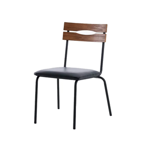 Minimal Dining <b>Chair</b>, Slim Metal Legs & PU Leather Cushion - Product Image 1