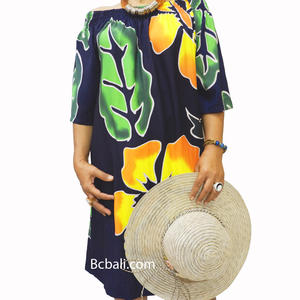 ชุดเดรสผ้าเรยอนสำหรับสุภาพสตรี,ภาพวาดมือทำจากผ้าบาติกอินโดนีเซียบาหลี - Product Image 2