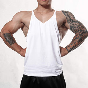 Haute qualité Logo personnalisé hommes débardeurs couleur unie grande taille respirant Gym entraînement haut sans manches tricoté décontracté en gros - Product Image 2