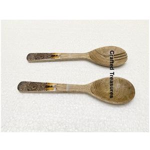 ชุดเสิร์ฟสลัดช้อนส้อมพิมพ์ลายไม้และเคลือบหรูหราไม่เหมือนใครสำหรับเครื่องครัวเครื่องใช้บนโต๊ะอาหารของใช้ในบ้าน - Product Image 1