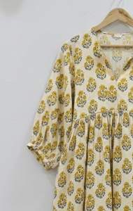 Nuevo Vestido Maxi Tradicional Indio con Cuello en V, Manga 3/4, Cintura Natural, 100% Algodón Transpirable y Ecológico, Estampado Floral - Product Image 5