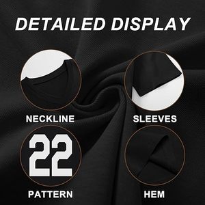 Camiseta negra de talla grande con cuello en V y fútbol americano, ropa de calle estampada, Top de manga corta de malla, logotipo personalizado, transpirable, Anti-UV - Product Image 6
