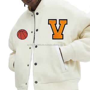 Blouson matelassé en toile style universitaire avec motif lettres, capuche et logo frontal pour hommes, femmes et enfants – Vente en gros - Product Image 1