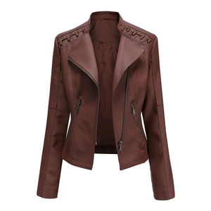 High Quality <b>Ladies</b> genuine <b>Jacket</b> for <b>Autumn</b> Winter Blank Color Cool Style Women Plain Leather <b>Jacket</b> - Product Image 2
