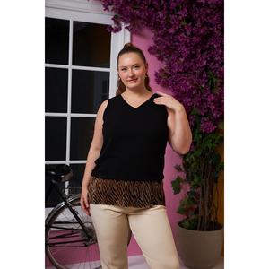 Blusa RMG de Talla Grande para Mujer, Forrada con Chifón, Tejido de Poliéster Cómodo, Elegante Top Marrón de Verano - Product Image 3