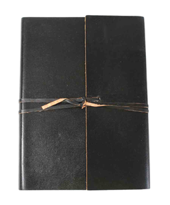 Papel de algodón reciclado hecho a mano de color negro liso personalizable diario de cuero TC de cabra encuadernado a mano genuino - Product Image 1