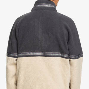 Sherpa <b>Fleece</b> <b>Quarter</b>-<b>Zip</b> Sweatshirt 100% Cotton Casual Winter Style Solid Pattern Contrast Trim Stand Regular Fit Comfort - Product Image 6