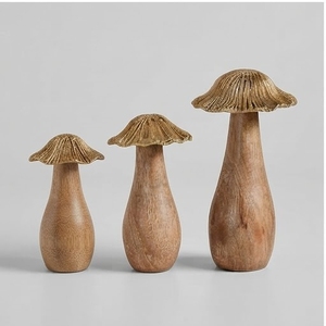 Sculpture de champignon en bois faite à la main, forme irrégulière, décoration de table, design minimaliste, thème plantes pour salon - Product Image 6