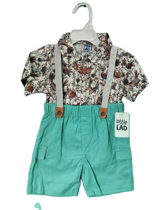 Verano bebé niños Caballero ropa Casual manga corta camisas tirantes pantalones cortos 2 uds conjuntos - Product Image 6