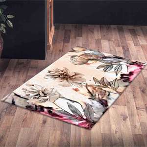 Tapis à motifs floraux : fleurs aux tons doux pour le salon et la cuisine, avec tapis à poils doux - Product Image 5