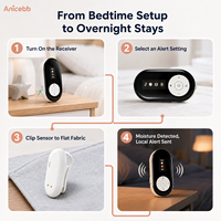 Alarme d'énurésie sans fil Anicebb Compact Clip Sensor avec récepteur local 28,8g et capteur 7,5g pour la planification commerciale
