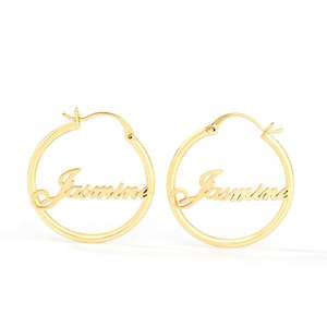 Boucles d'oreilles créoles personnalisées Jeulia Best Wishes en argent sterling avec placage or rose et perle - Product Image 1