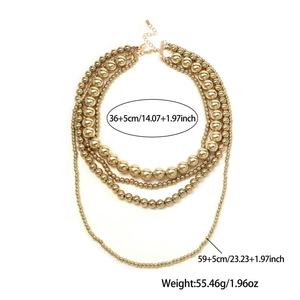 Collane a strati in oro massiccio, collana a più fili con perline, collana da sposa <span class=keywords><strong>per</strong></span> damigella d'onore, gioielli da <span class=keywords><strong>donna</strong></span> - Product Image 3