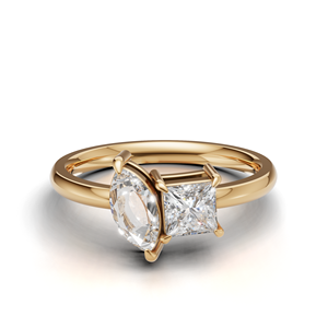 Anillo Toi Et Moi con Diamante Cultivado en Laboratorio Certificado por IGI, Oro Amarillo/Blanco y Rosa de 18K, Corte Princesa y Marquesa, Anillo de Compromiso - Product Image 1