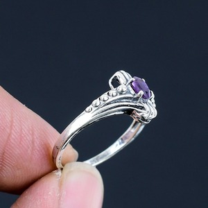 Anillo de piedras preciosas de amatista, joyería para mujer, joyería de estilo bohemio de Plata de Ley 925, anillo hecho a mano de tendencia, regalo para ella - Product Image 3