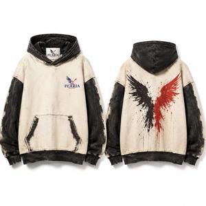 Sudadera con Capucha Extra Grande para Hombre, de Algodón Grueso, con Estampado en Aerosol, Bolsillo, Diseño de Alas Rojas, para Otoño - Product Image 6