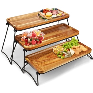 Unique <b>Rack</b> Design Serving Tray Made of Woof With Metal Stand Kitchen Accessories Dinning Ware Use Tray New Arrival - Product Image 5