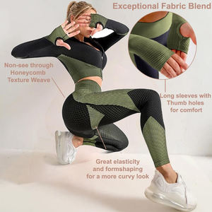 Ensembles d'entraînement d'hiver de remise en forme à poche zippée pour femmes tenues de yoga 3 pièces ensembles de yoga taille haute respirants pour femmes personnalisées - Product Image 6